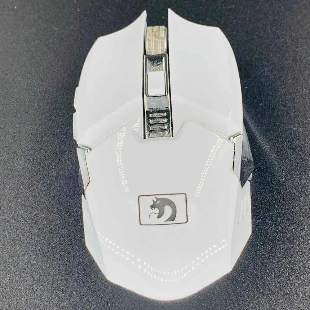 Mamba Wireless Mouse Gaming Computer White Silver Corded USB 5V DC Charging